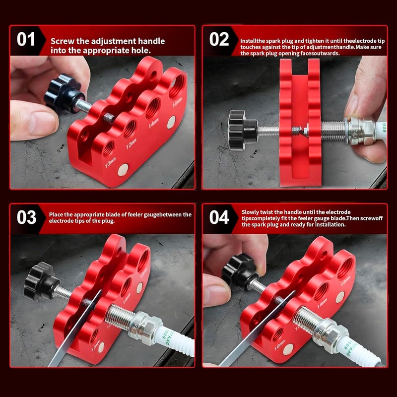 CNRAQR Universal Spark Plug Gap Tool for Most 10mm 12mm 14mm 16mm Spark Plugs with 1 Set Feeler Gauge Blue - Image 3